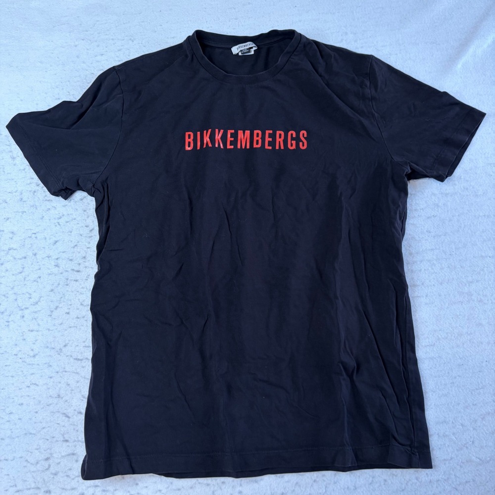 Bikkembergs T-Shirt Mens 3 Black Red Logo Graphic Short Sleeve Cotton